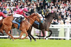 Strike The Tiger, with John Velazquez aboard, wins The Windsor Castle Stakes during the Royal Ascot meeting on June 16 in Ascot, England. (Horsephotos.com)